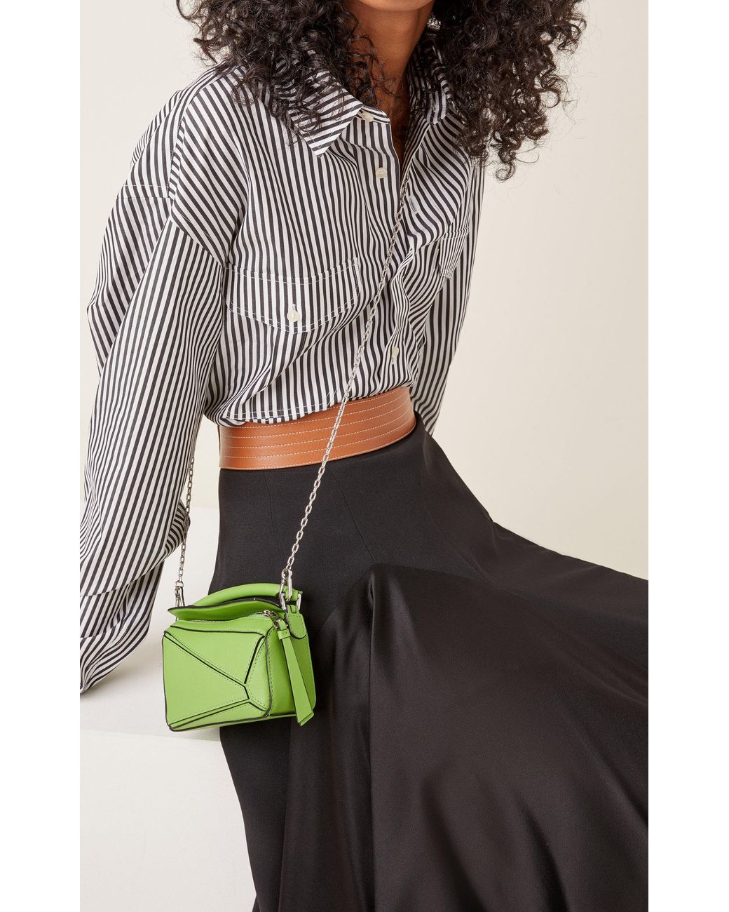 Loewe Puzzle Nano Leather Bag in Green