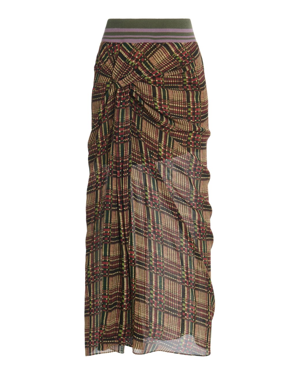 Dries Van Noten Brown Suma Draped Midi Skirt