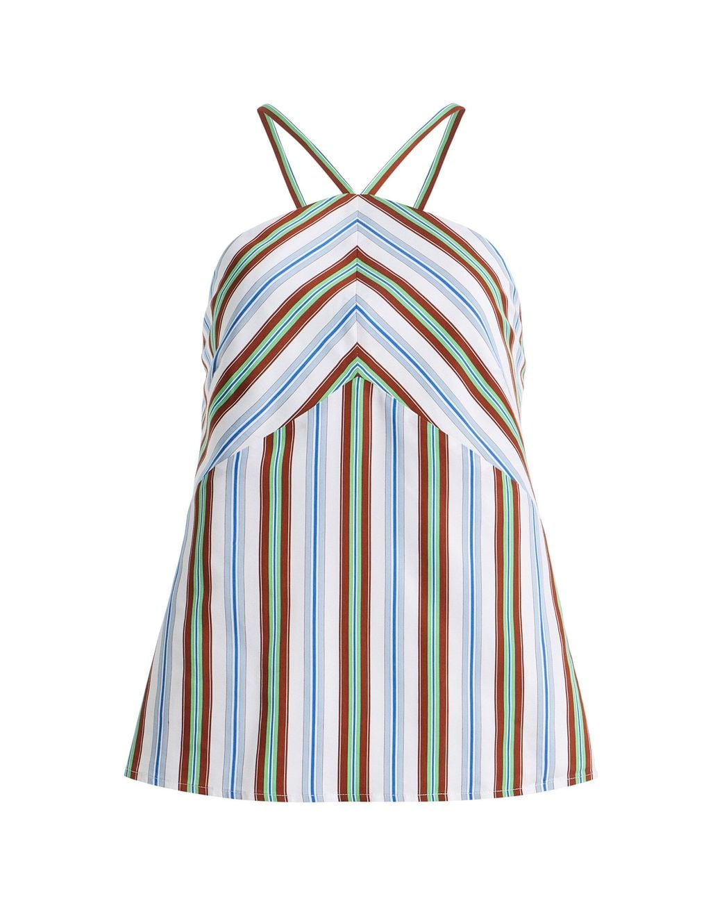 Rosie Assoulin Blue Call Me Maybe Striped Halter Top