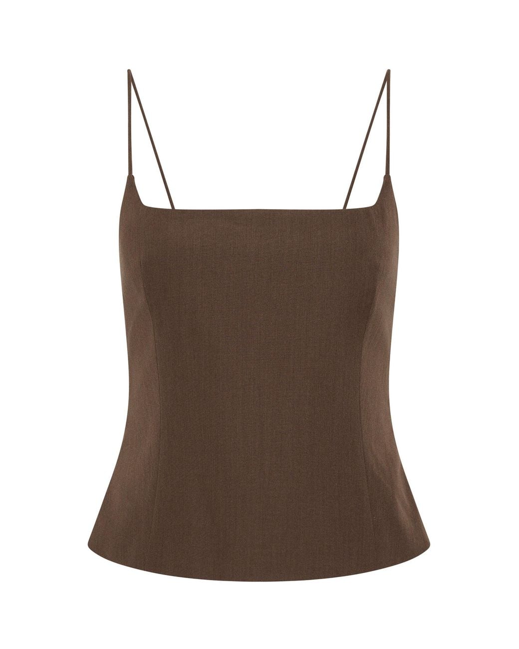 St. Agni Brown Square-Neck Silk-Canvas Cami Top
