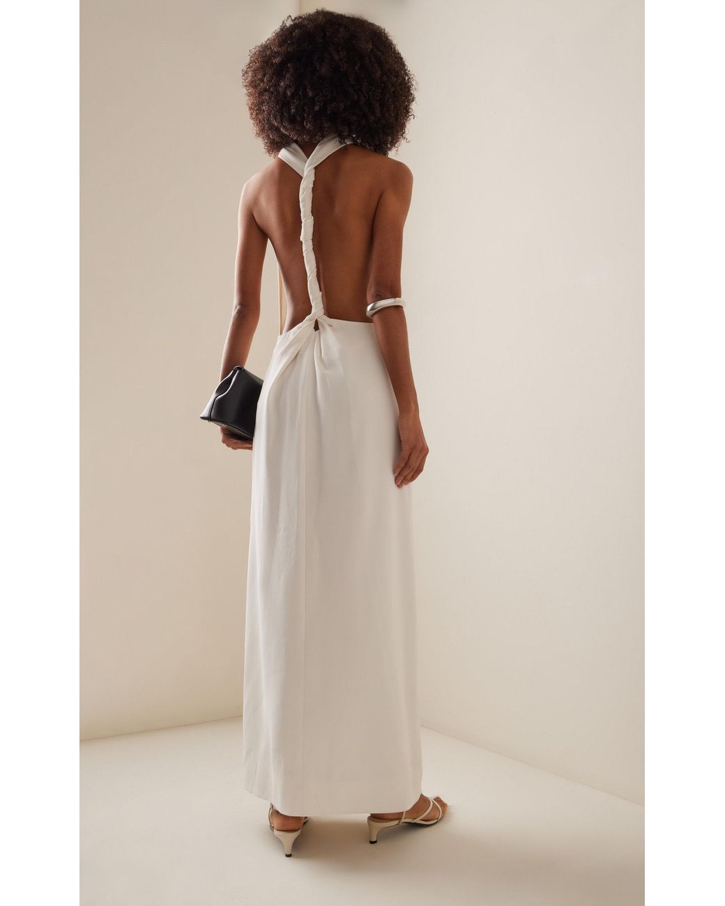princess polly baby blue dress Proenza Schouler Twist-back Stretch-crepe Maxi Dress in Black main image 1