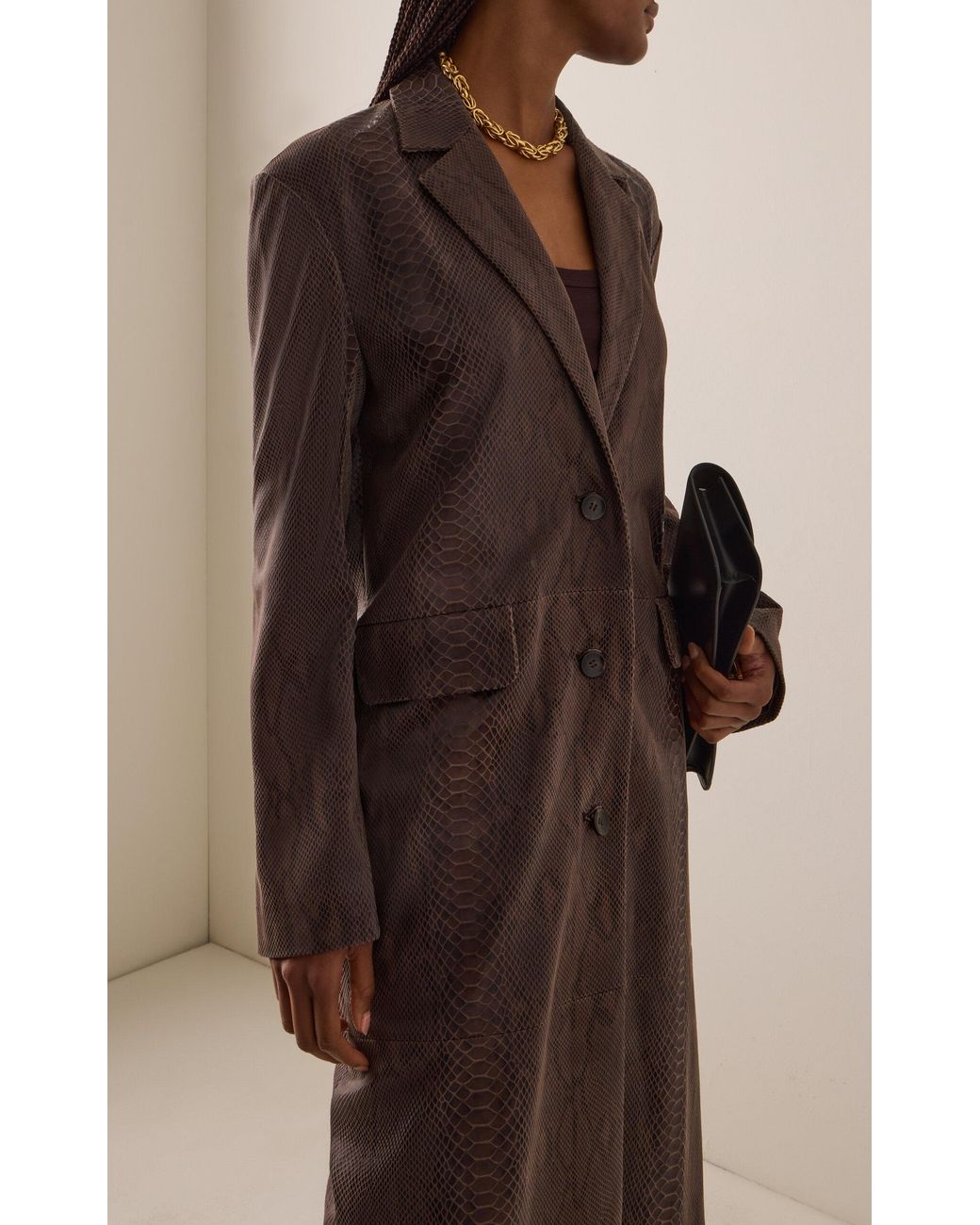 Paris Georgia Brown Classic Python-embossed Leather Jacket