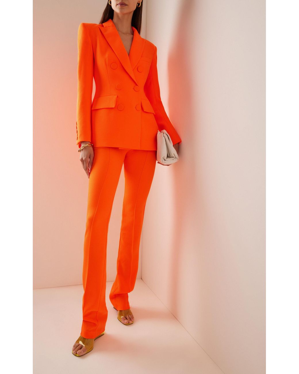 Alex Perry Landon Crepe Blazer in Orange Womens Jackets Alex Perry Jackets 