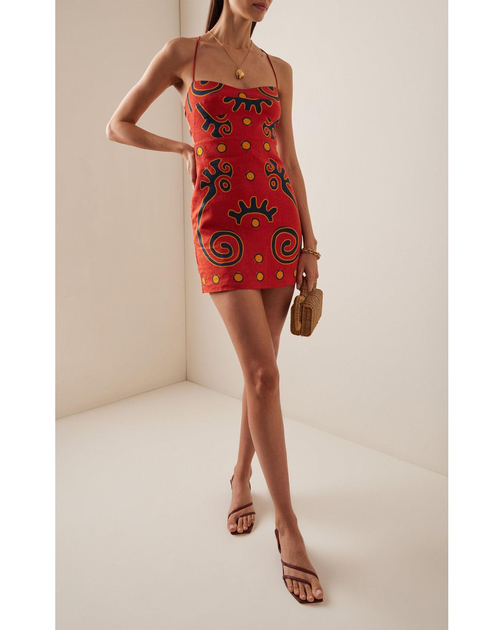 Cala De La Cruz Tere Linen Dress in Red | Lyst