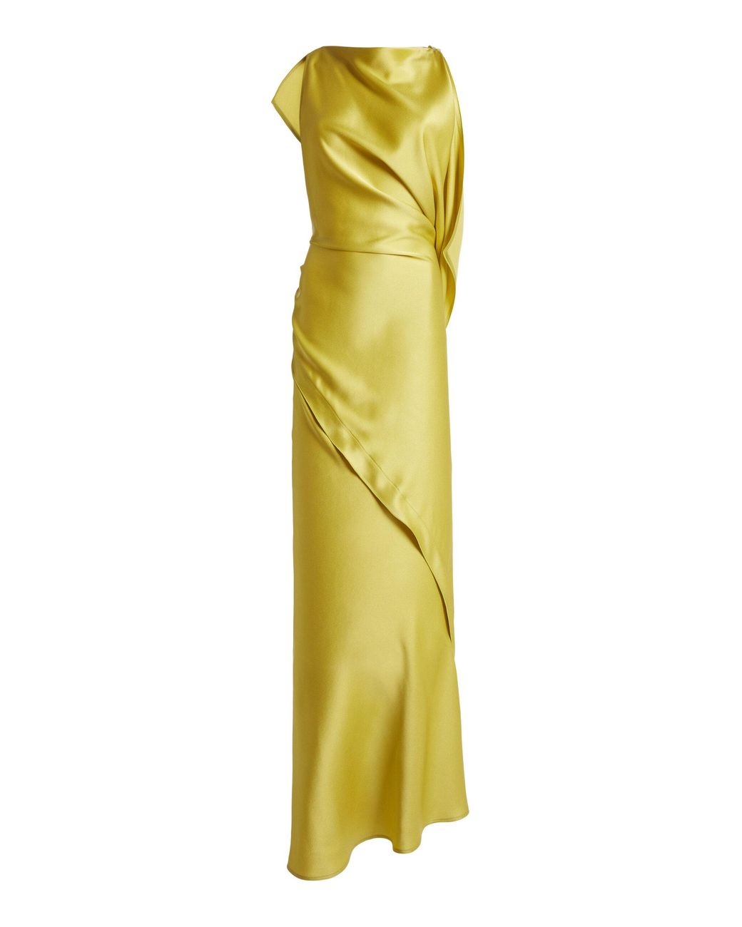 Victoria Beckham Yellow Draped Satin Gown