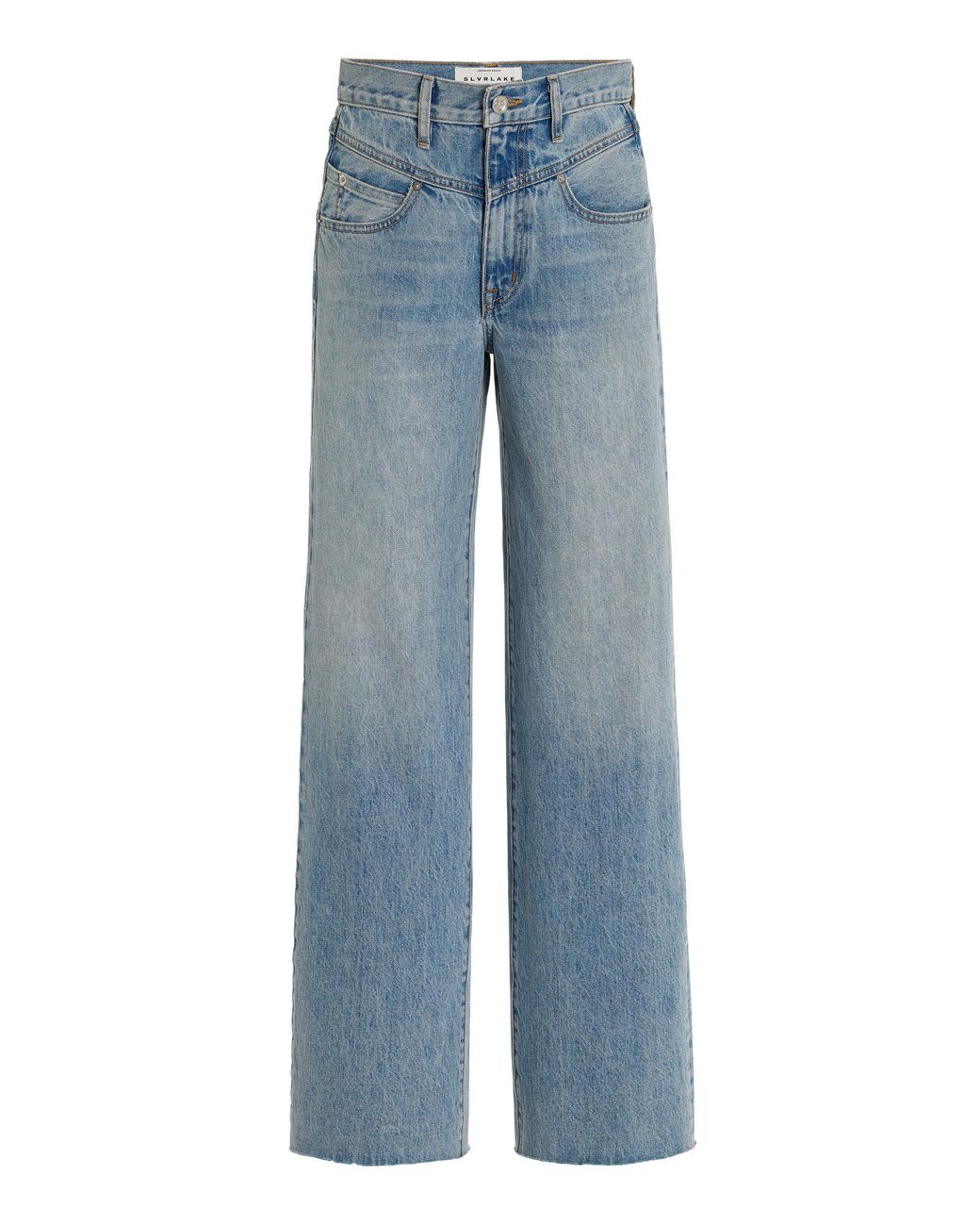 SLVRLAKE Denim Grace Doubleyoke Rigid Highrise Wideleg Jeans in Blue
