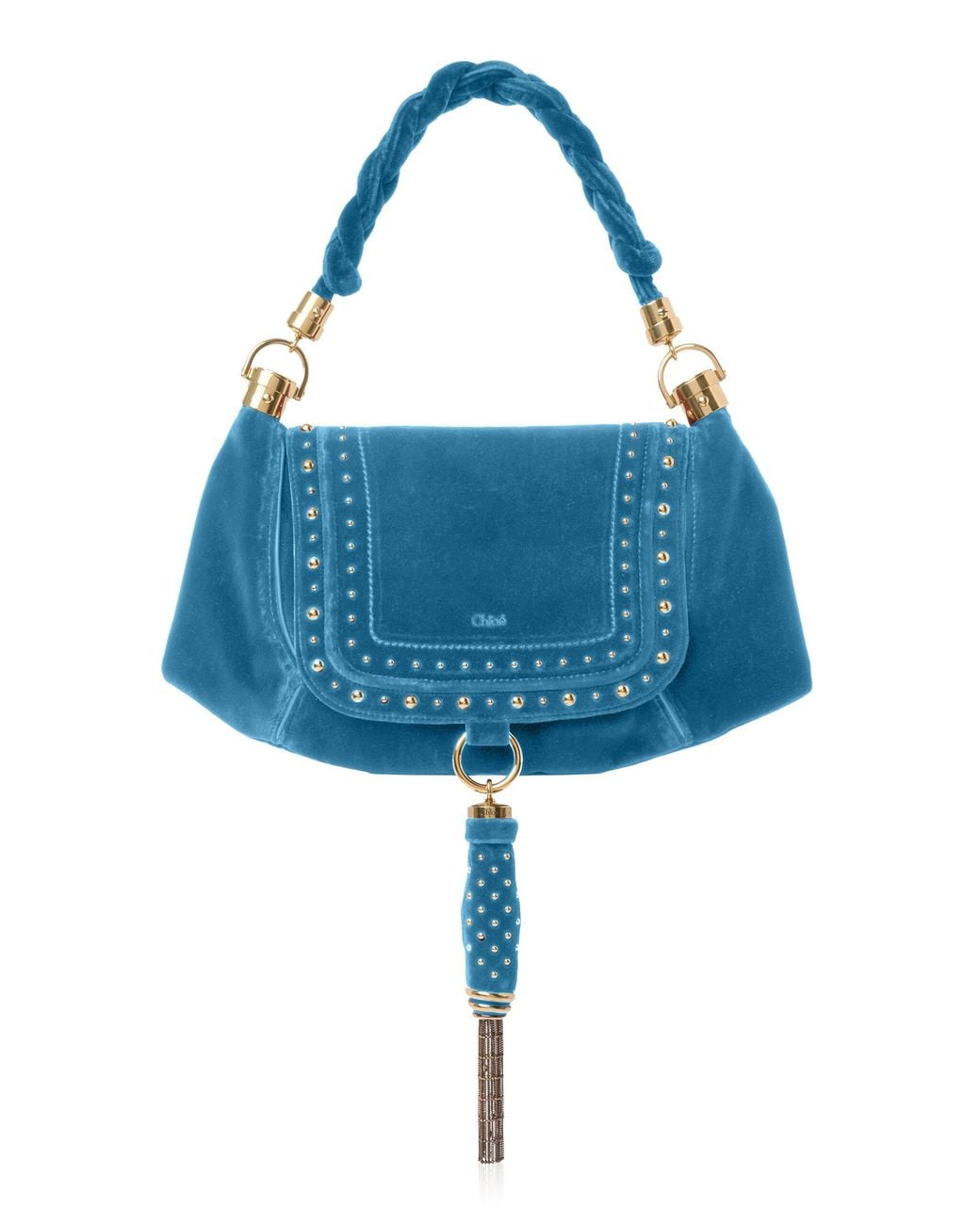 Chloé Blue Marcie Velvet Shoulder Bag