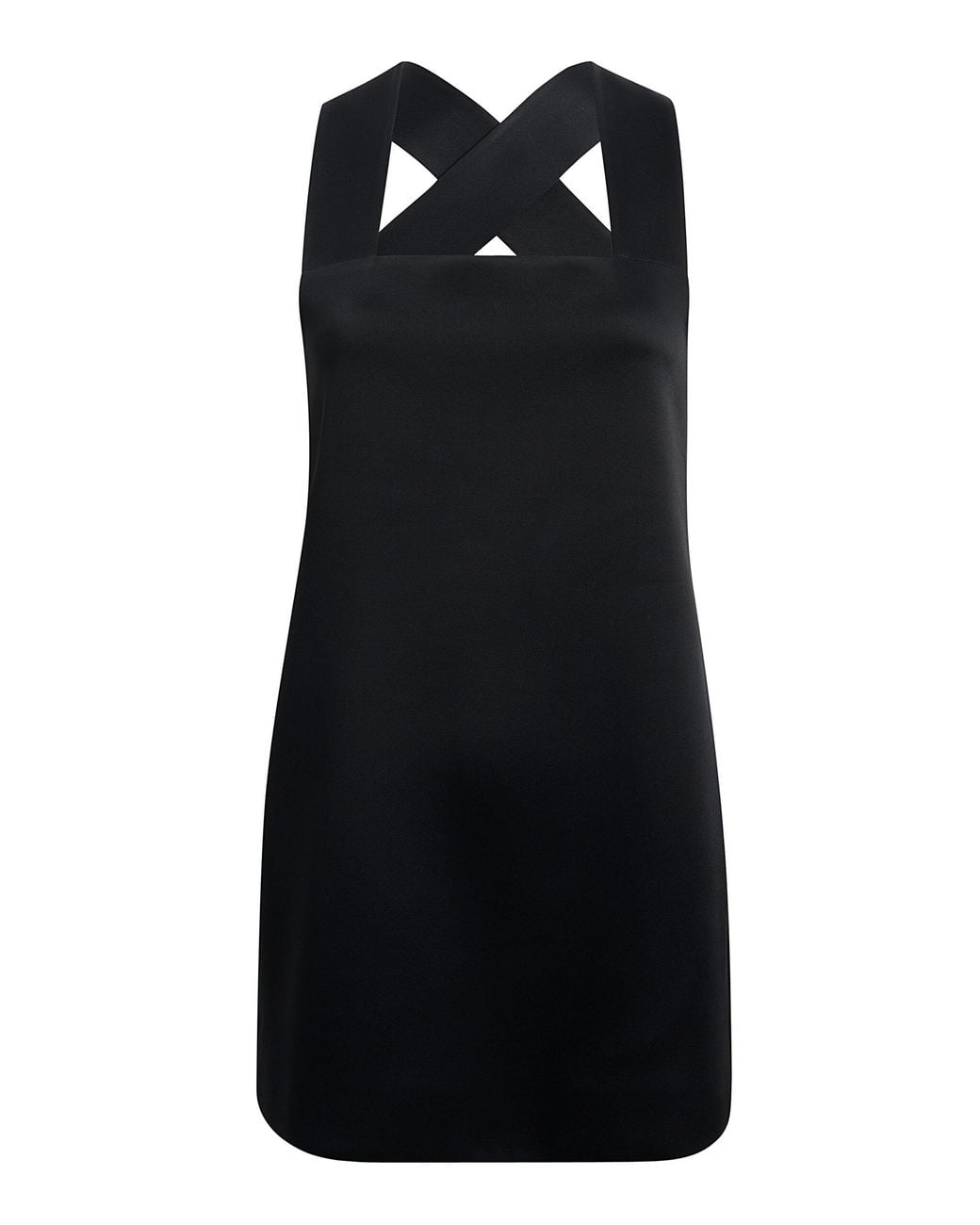Khaite Black Mella Cross-Back Crepe-Satin Mini Dress