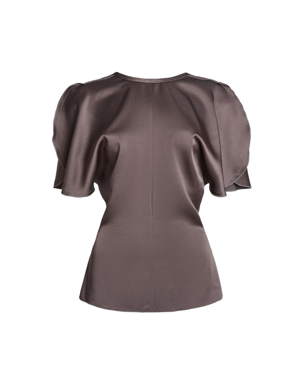 Victoria Beckham Brown Bela Draped Satin Top