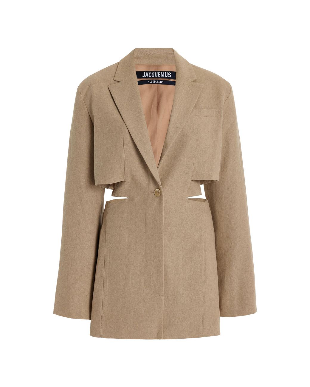 オールインワン・サロペット Jacquemus Blazer Mini Dress Jacquemus Bari Slub-weave Mini Blazer Dress in Natural | Lyst