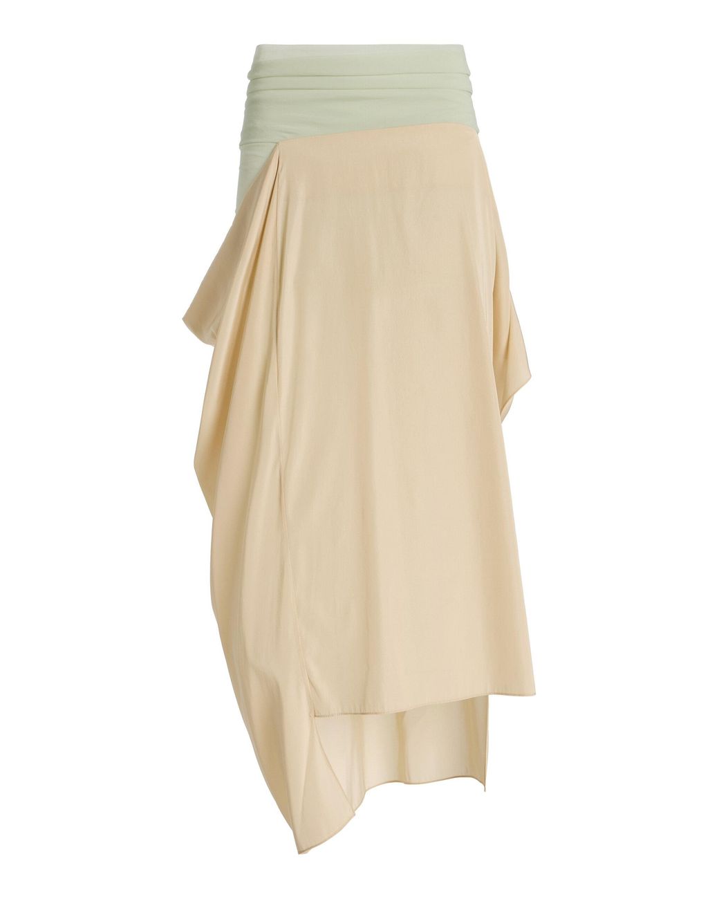Colleen Allen Natural Stocking-Waist Draped Midi Skirt