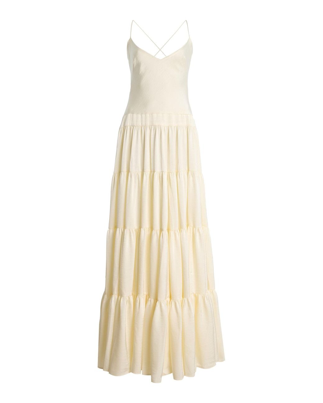 Arcina Ori Natural Exclusive Bridal Ruffled Crepe Maxi Dress