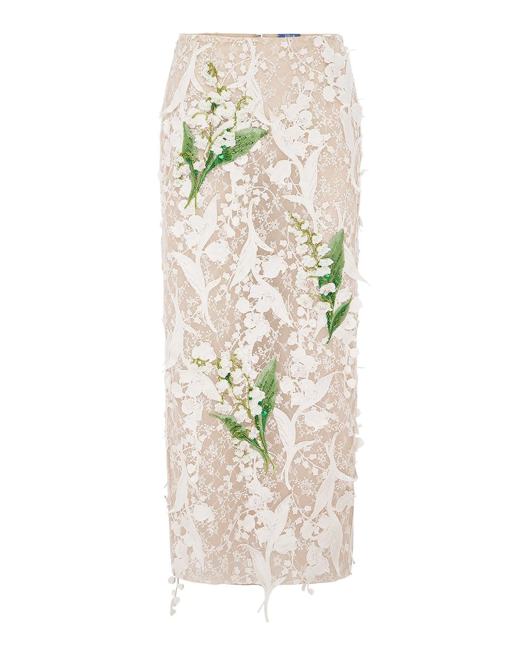 LEO LIN Natural Kyra Embellished Lace Maxi Skirt