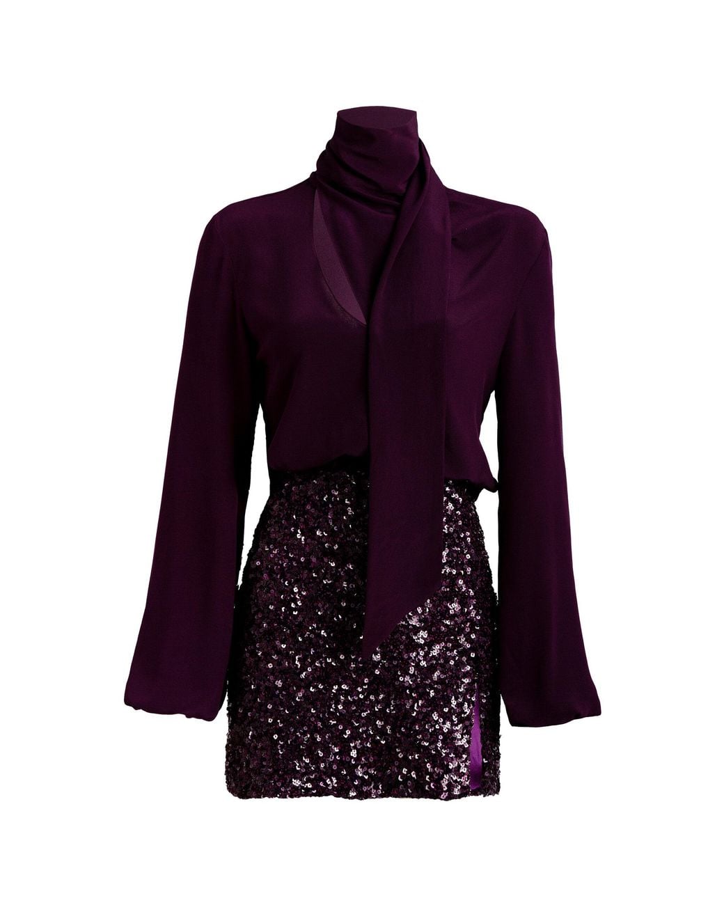 Silvia Tcherassi Purple Faye Embellished Silk-Blend Mini Dress