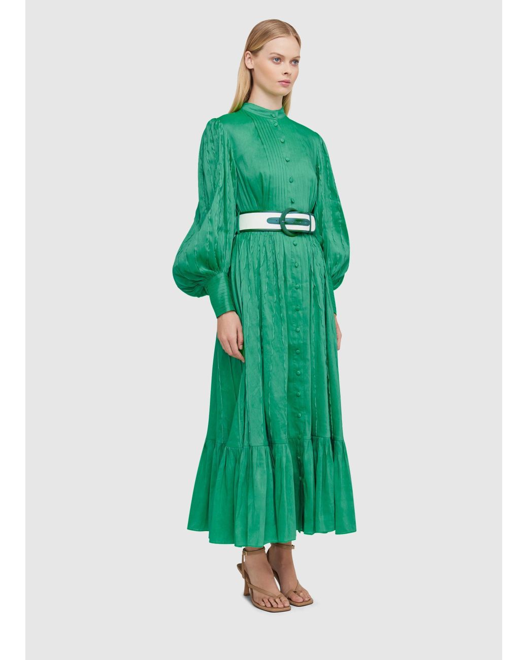 LEO LIN Viridian Silk Linen Dress in Green | Lyst