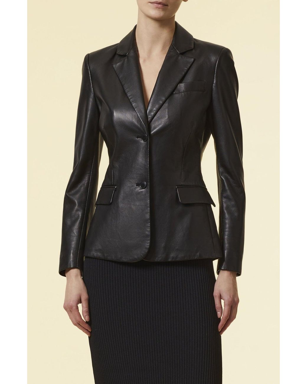 Altuzarra Fenice Leather Blazer Jacket in Black | Lyst