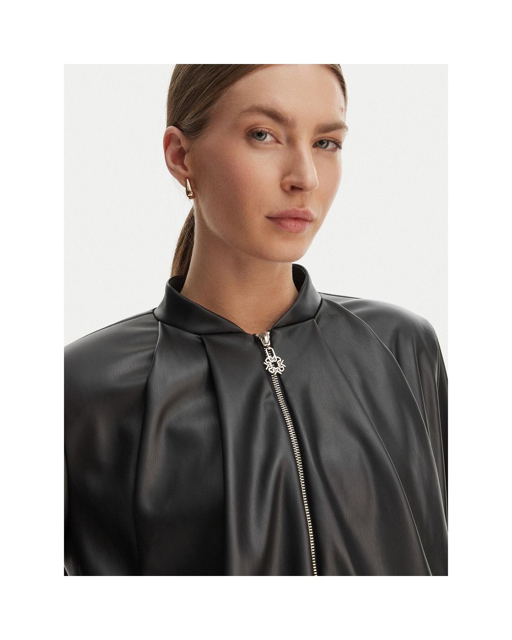 Rinascimento Black Jacke Aus Kunstleder Cfc0127530003 Relaxed Fit