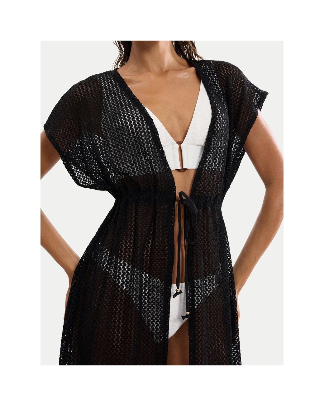 Triumph Black Kimono Beach Mywear Crochet 10226433 Relaxed Fit