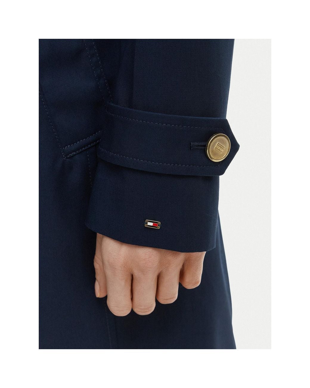 Tommy Hilfiger Blue Tenchcoat Ww0Ww48873 Slim Fit