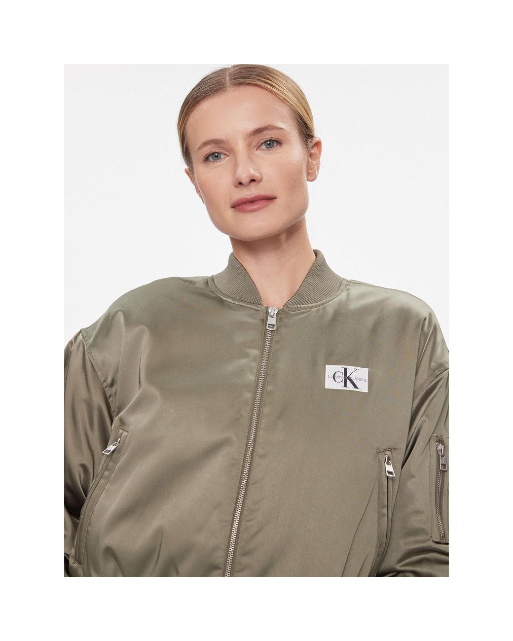 Calvin Klein Gray Bomberjacke J20J222591 Grün Regular Fit