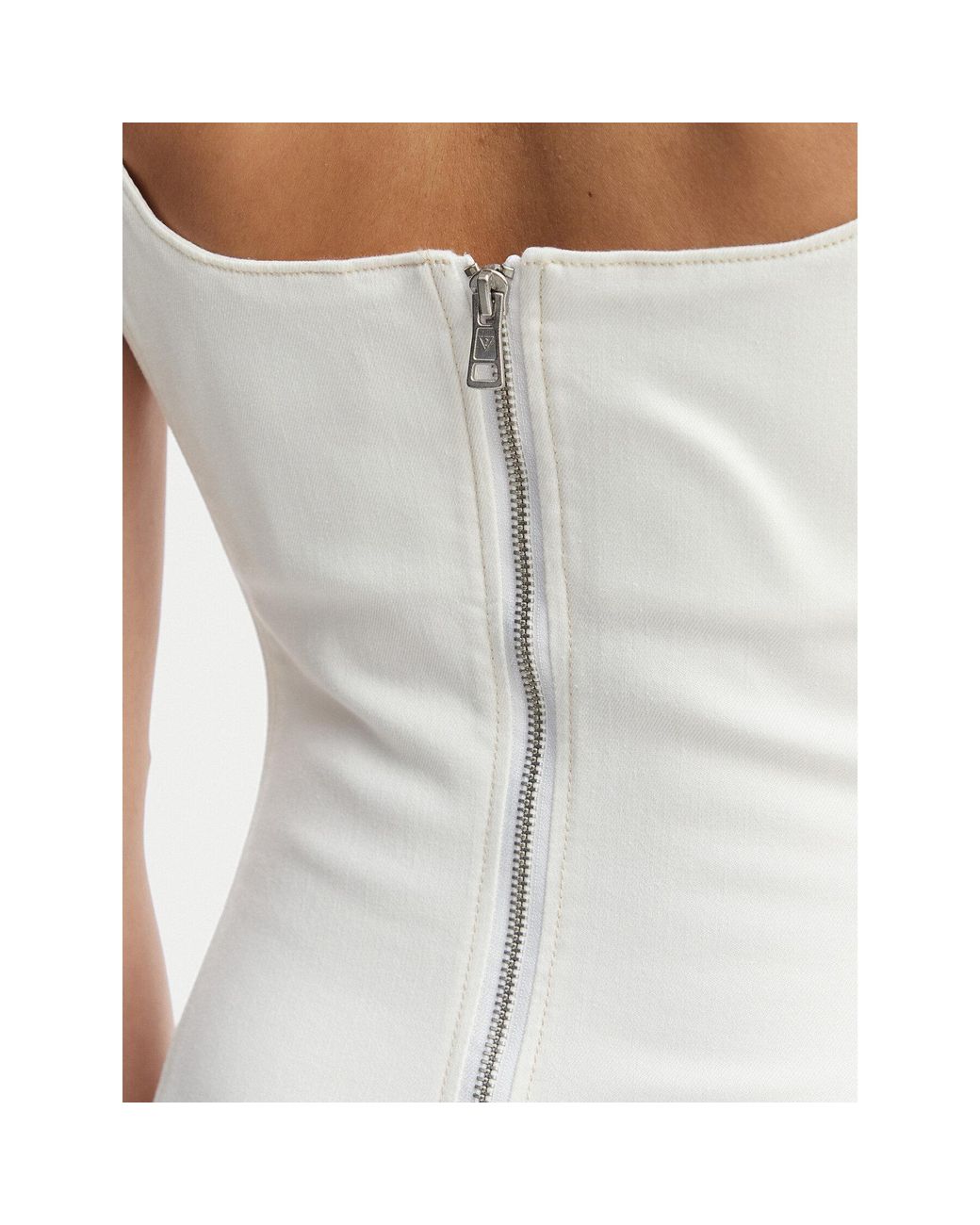 Guess White Jeanskleid W6Gk00 D7871 Écru Regular Fit