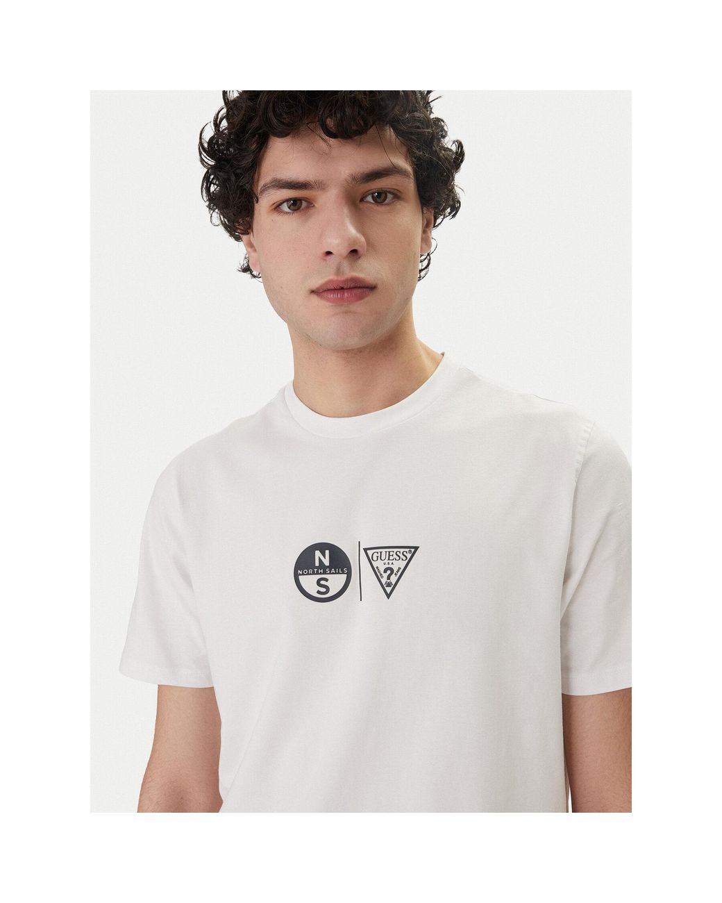 Guess T-Shirt X North Sails M6Gi40 K3322 Regular Fit in White für Herren