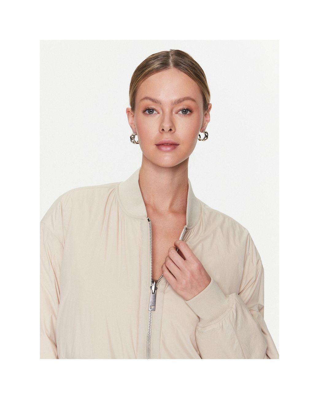 Calvin Klein Natural Bomberjacke Light Paded Quilt Bomber Jacket K20K205178 Écru Regular Fit