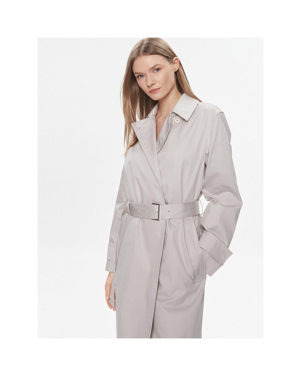 Calvin Klein White Tenchcoat Essential K20K206320 Regular Fit