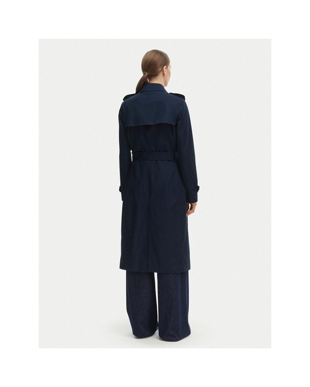 Tommy Hilfiger Blue Tenchcoat Ww0Ww48873 Slim Fit