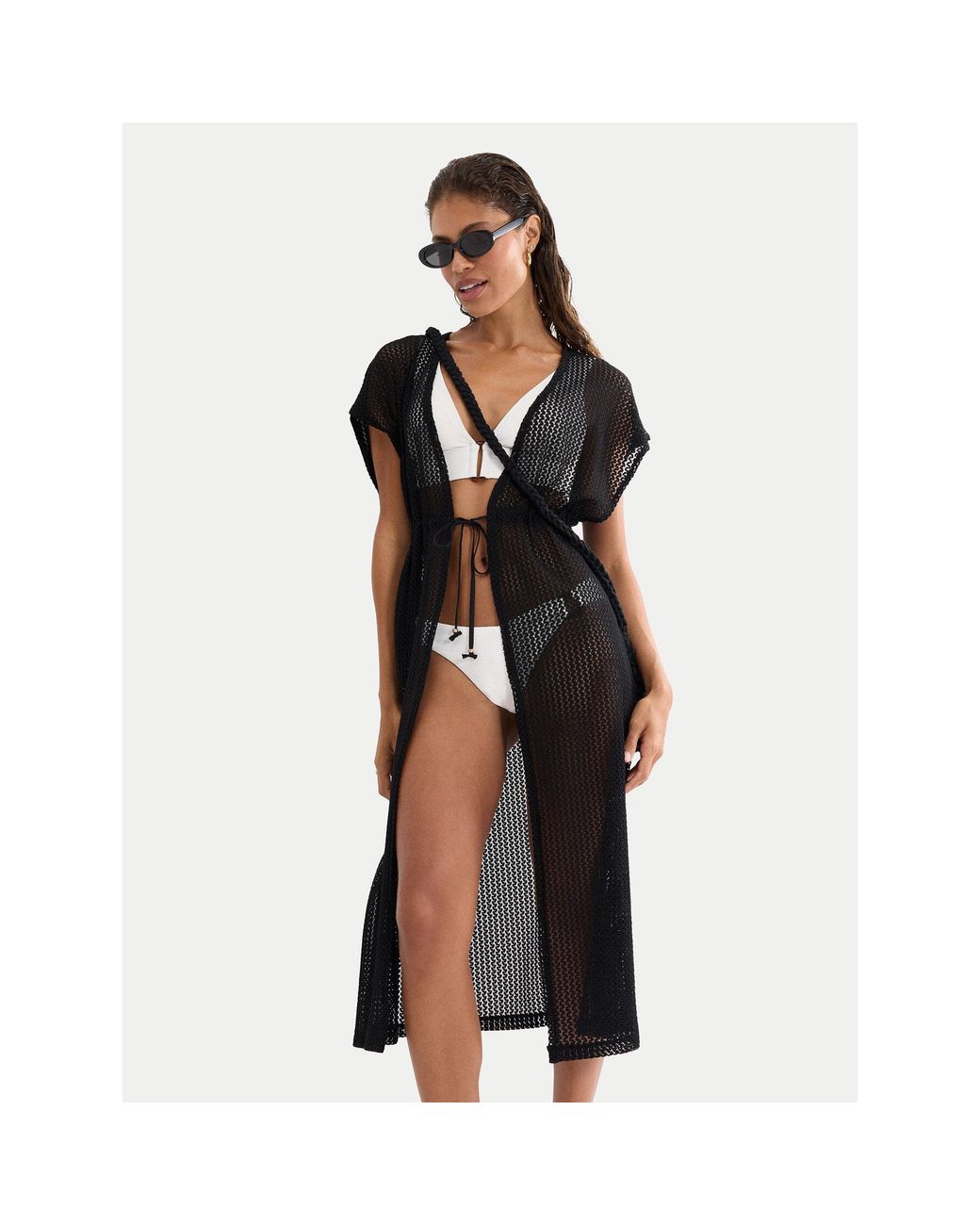 Triumph Black Kimono Beach Mywear Crochet 10226433 Relaxed Fit
