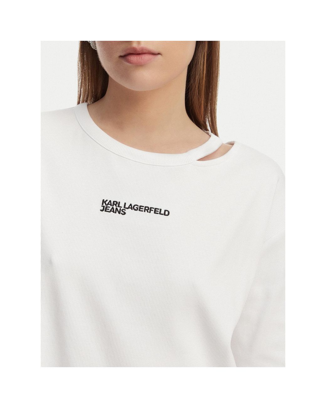 Karl Lagerfeld White T-Shirt B2W17077 Regular Fit