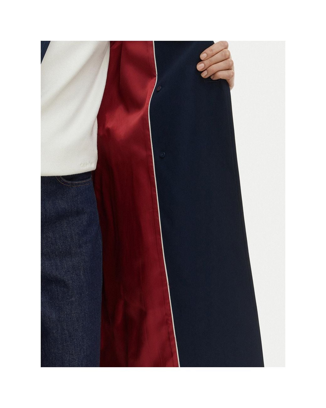 Tommy Hilfiger Blue Tenchcoat Ww0Ww48873 Slim Fit