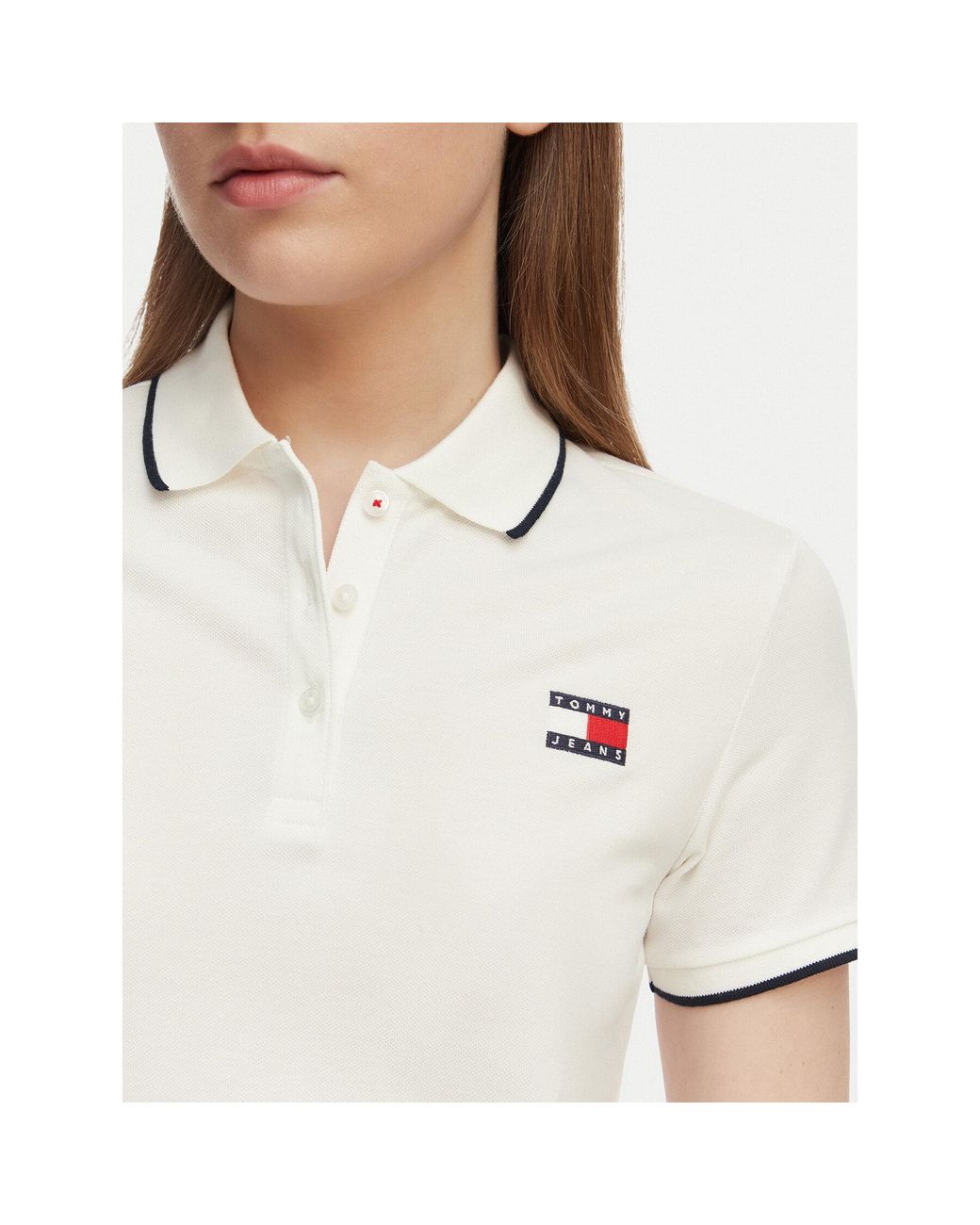 Tommy Hilfiger White Kleid Für Den Alltag Tommy Badge Dw0Dw22328 Relaxed Fit
