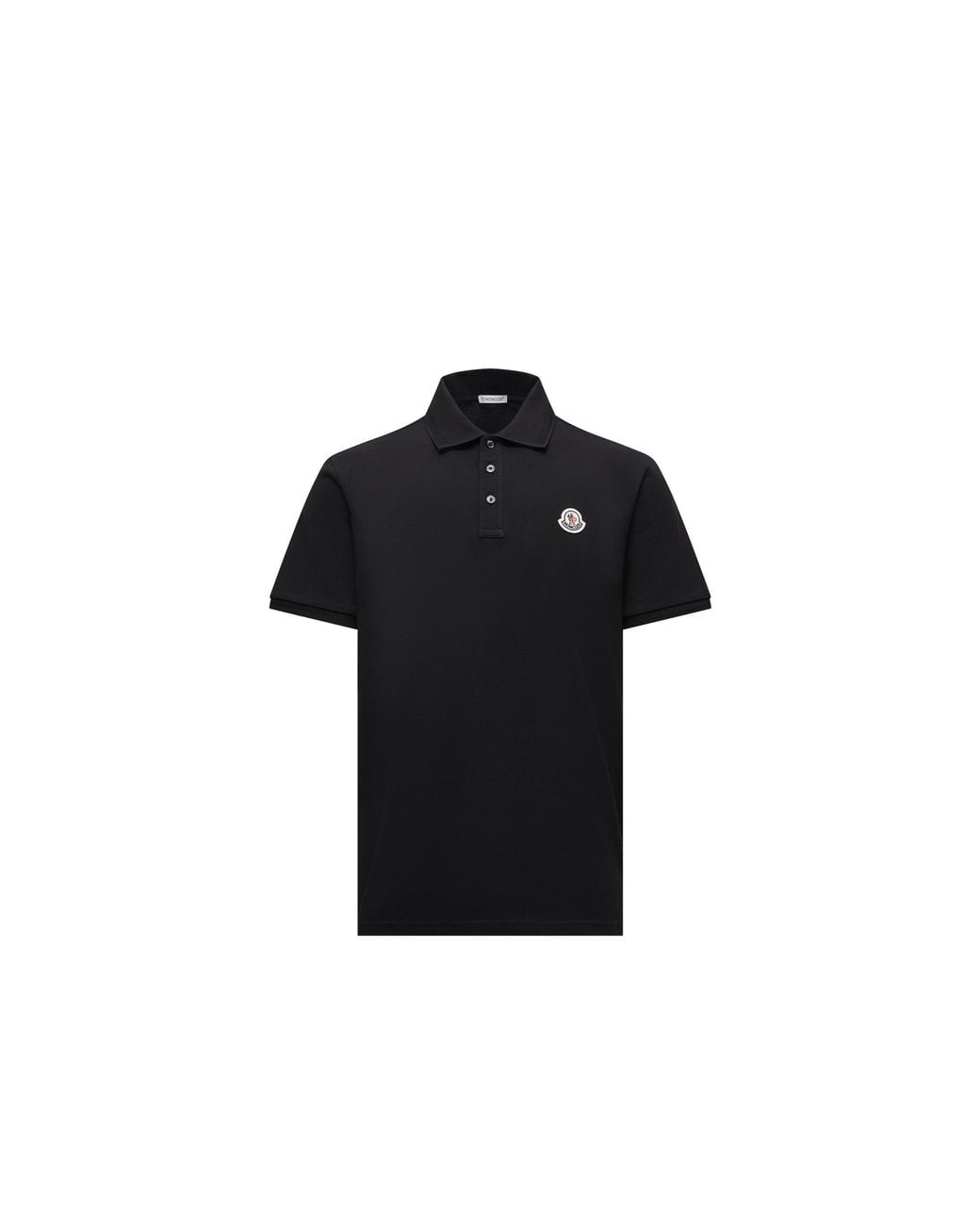 Moncler Black Moncler Logo Patch Cotton Piquet Polo Shirt for men