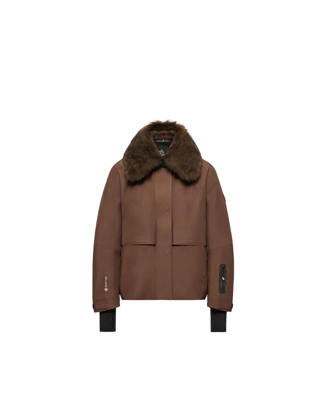 Moncler Brown Moncler Caurel Shearling-Trimmed Insulated Ski Jacket