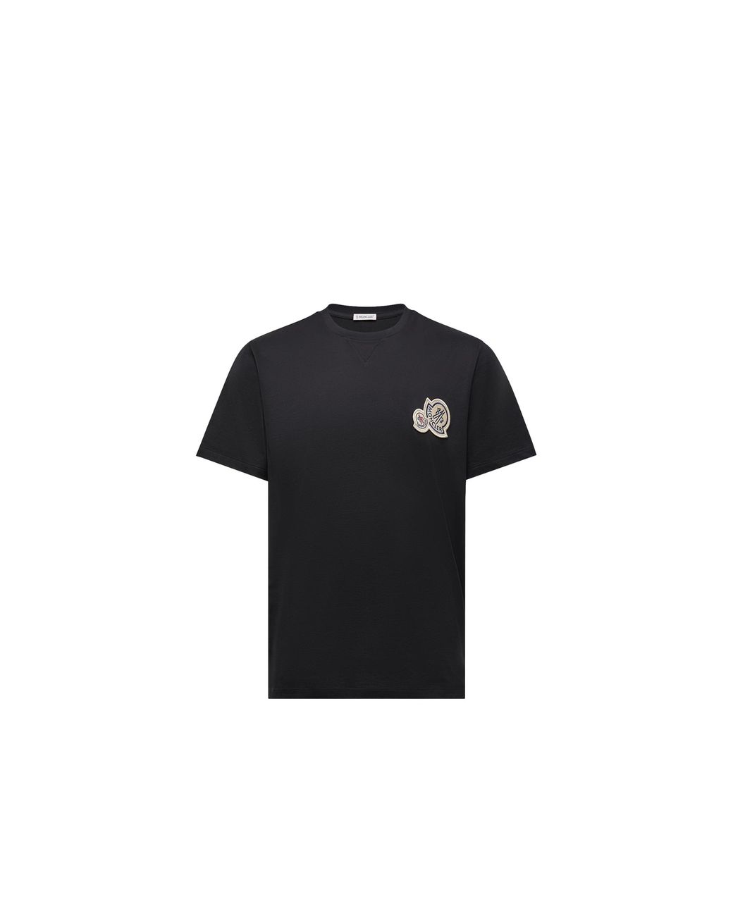 Moncler Black Moncler Double Logo Patch Cotton T-Shirt for men