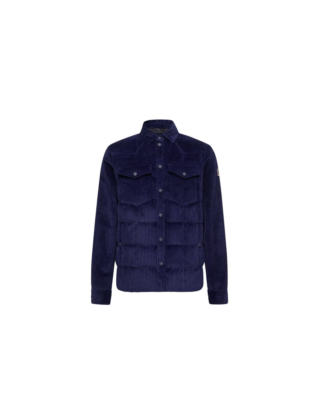 Moncler Blue Moncler Gelt Corduroy Down Shirt Jacket for men