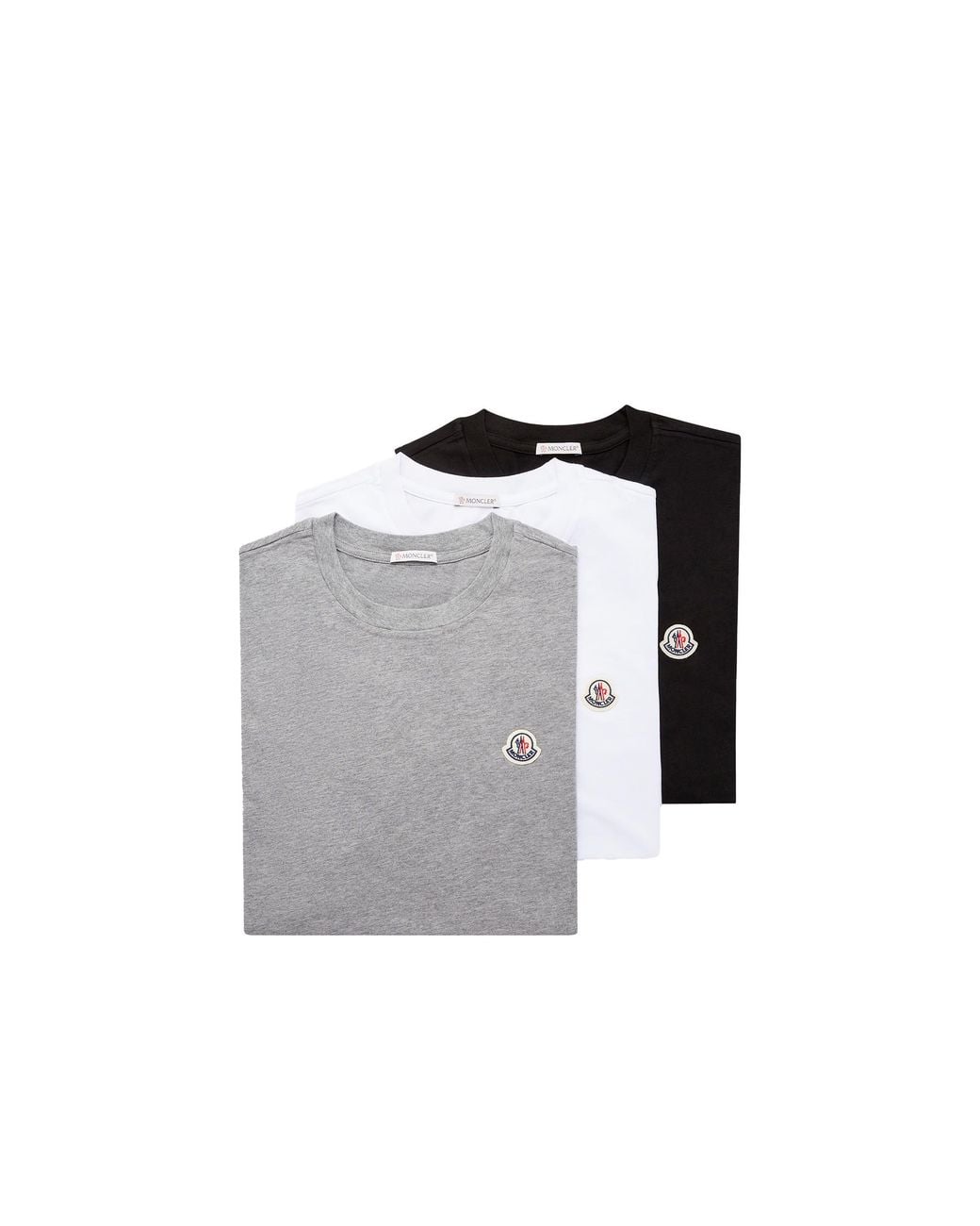 Moncler Gray Moncler Logo Patch Cotton T-Shirt (Pack Of Three) for men
