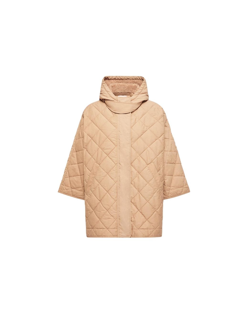 Moncler Natural Moncler Diamond-Quilted Hooded Cape