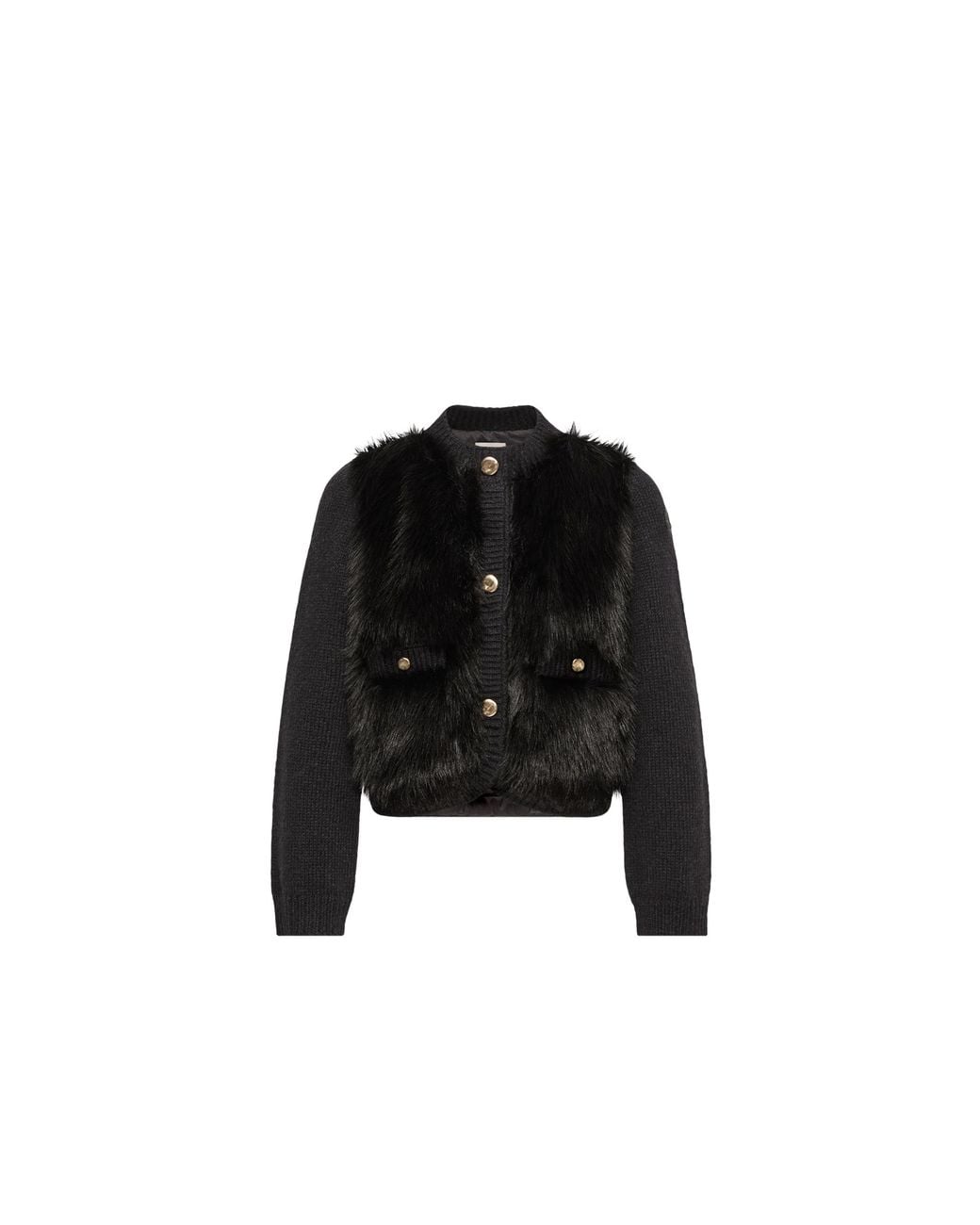 Moncler Black Moncler Alpaca & Wool Blend Padded Cardigan