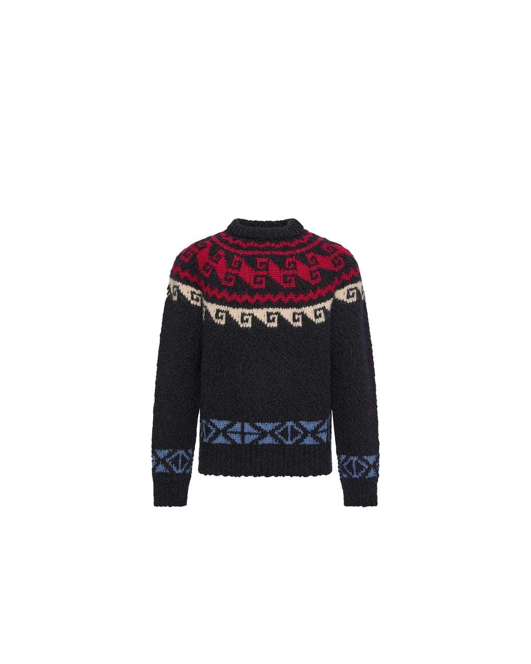 Moncler Red Moncler Geometric Jacquard Wool & Alpaca Blend Jumper for men