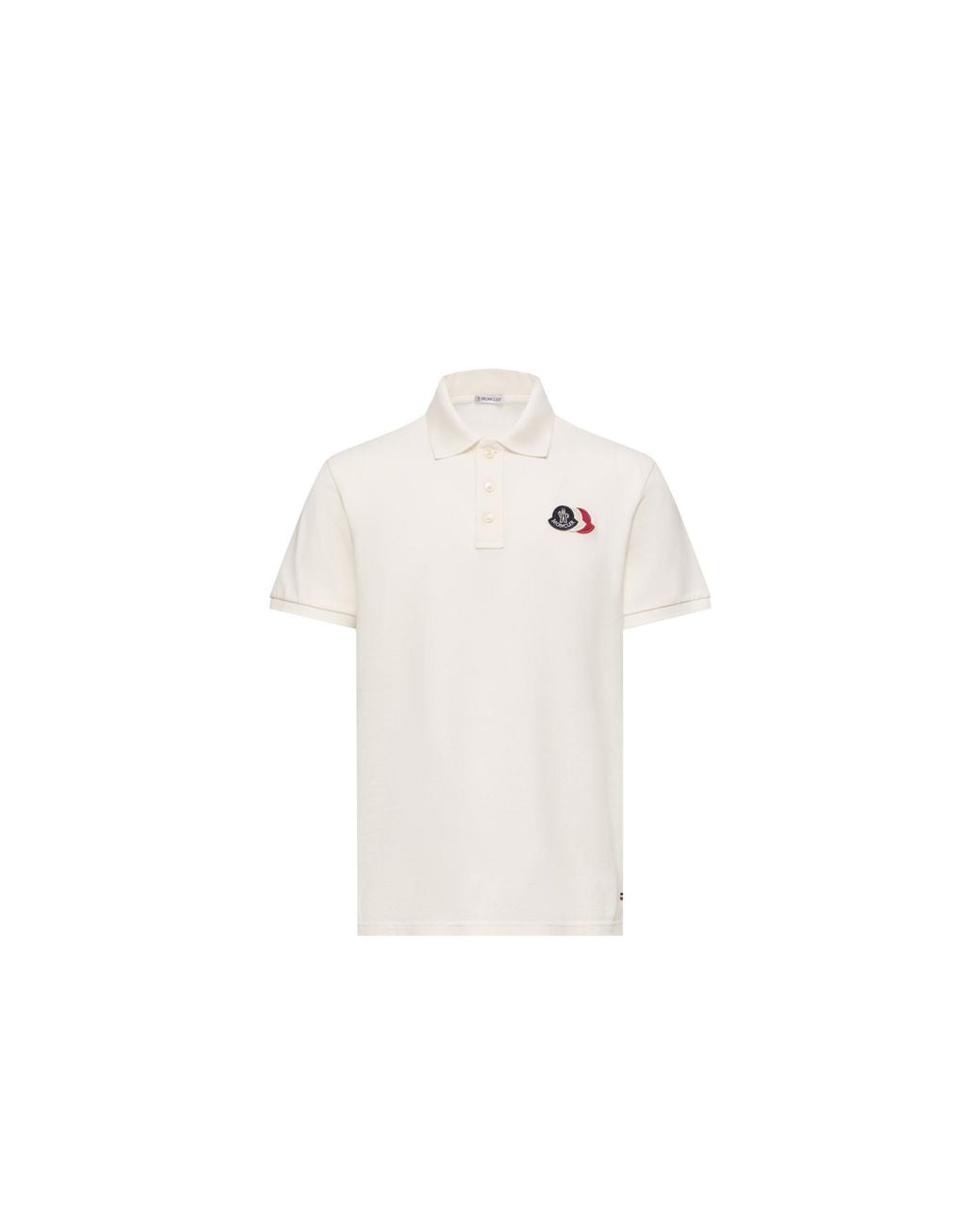 Moncler White Moncler Logo Patch Cotton Piquet Polo Shirt for men