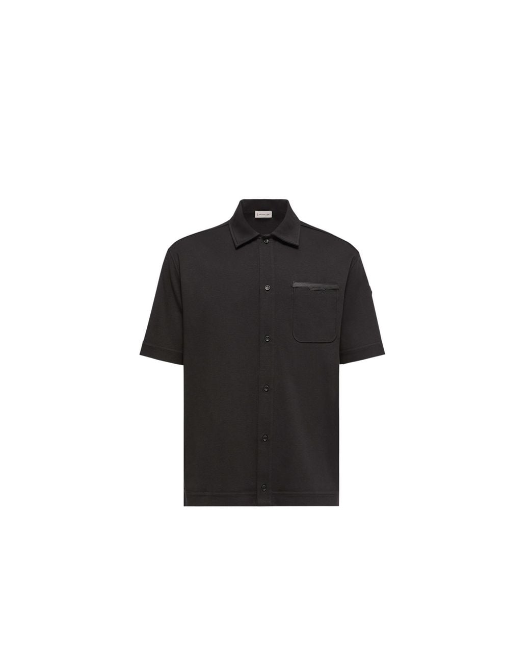 Moncler Black Moncler Leather Logo Cotton Short Sleeve Shirt for men