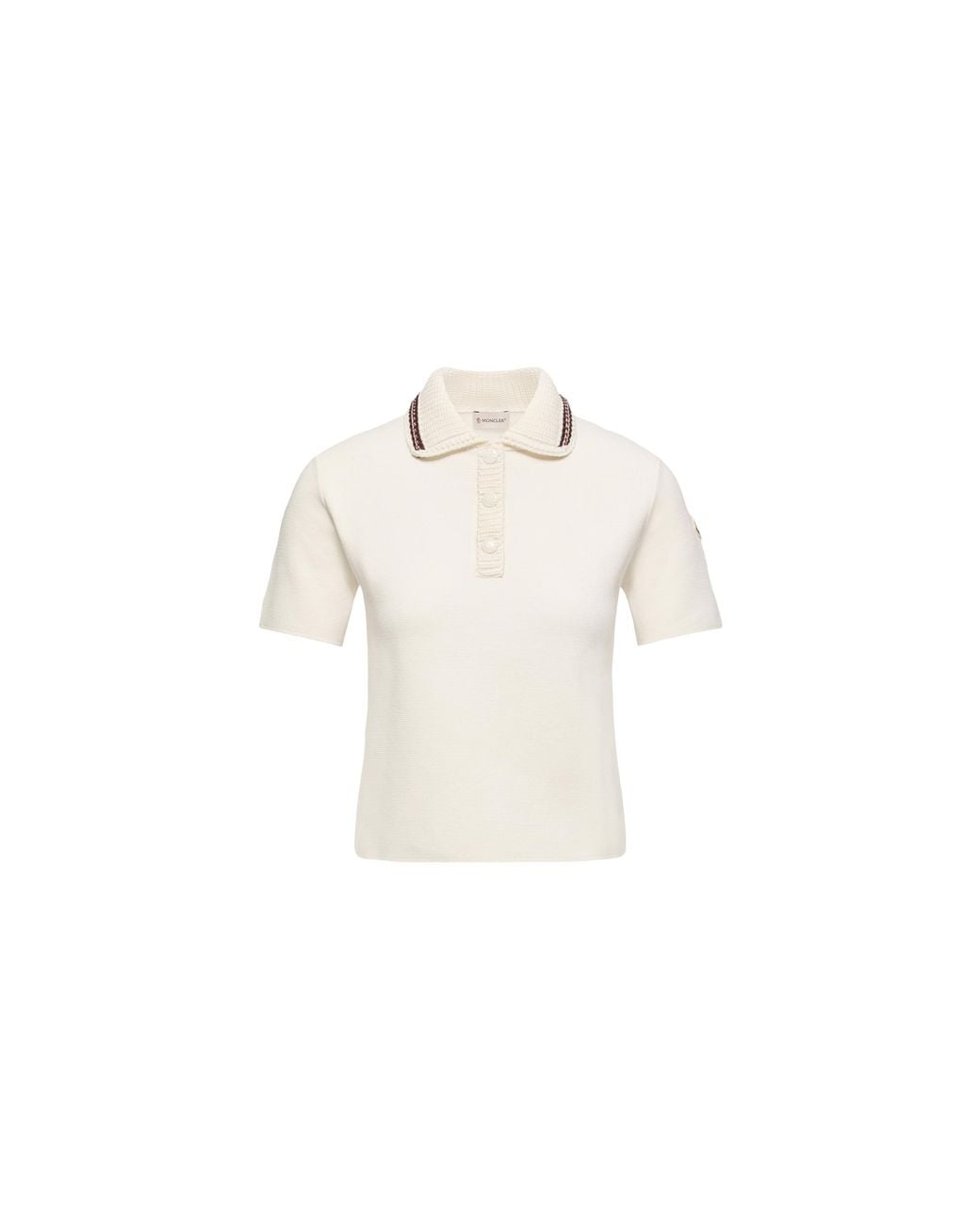 Moncler White Moncler Cotton Knit Polo Shirt