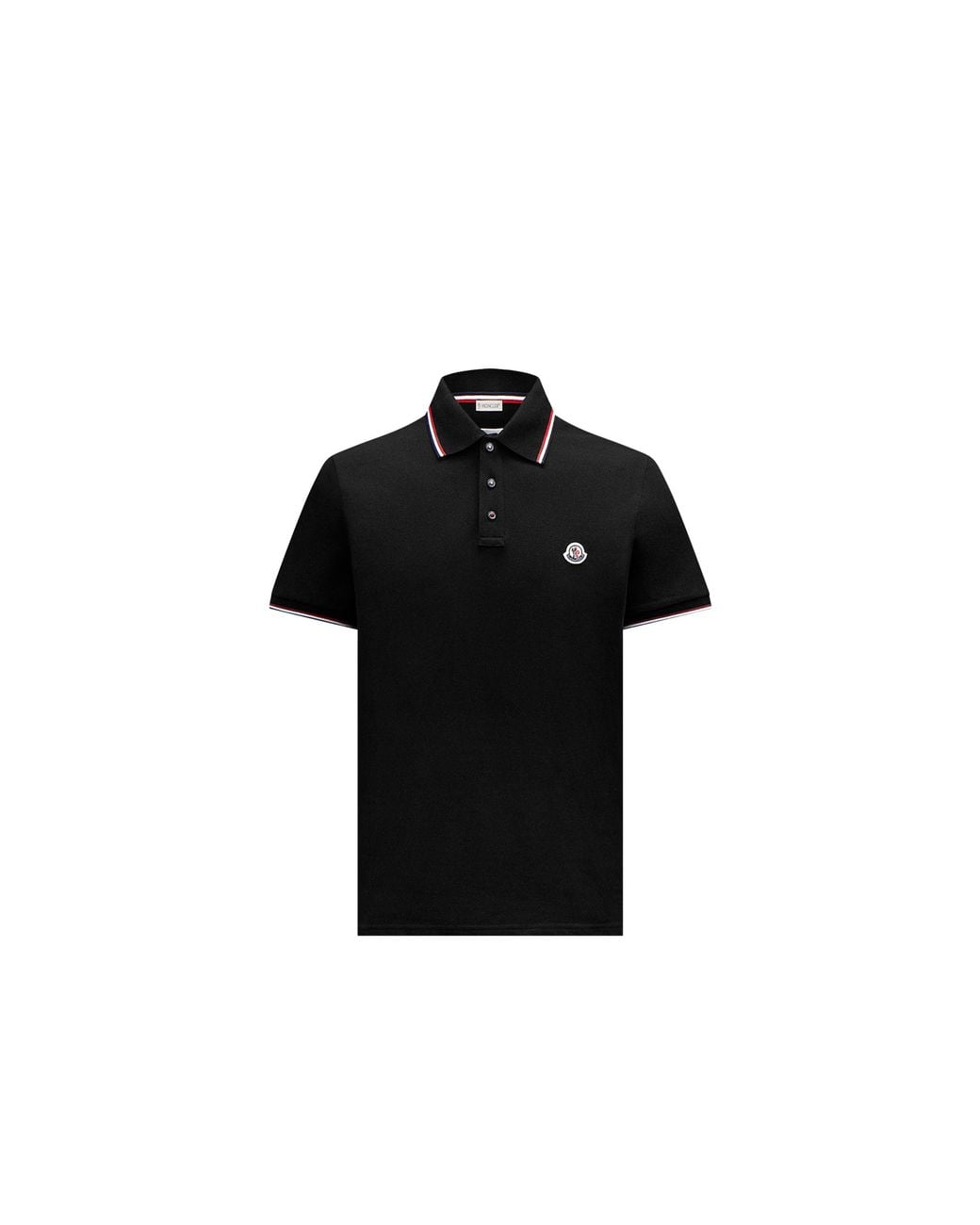 Moncler Black Tricolor-Trimmed Cotton Piquet Polo Shirt for men