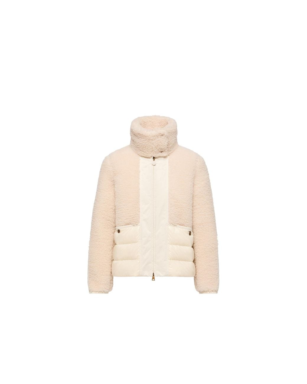 Moncler Natural Moncler Glorieux Hooded Teddy Short Down Jacket