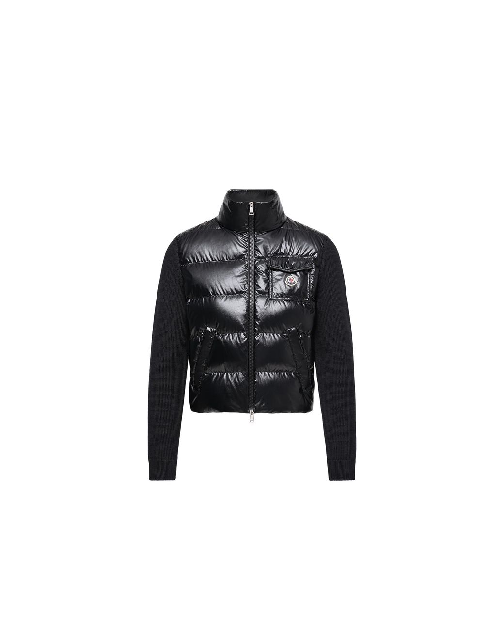 Moncler Black Moncler Padded Zip-Up Wool Cardigan