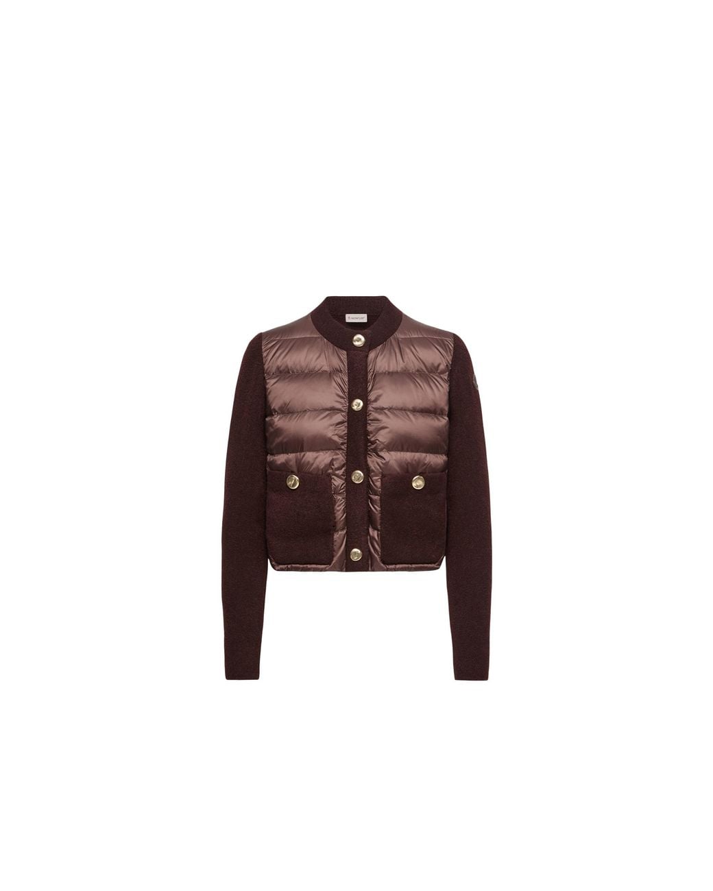 Moncler Brown Moncler Bouclé Wool Blend Padded Cardigan