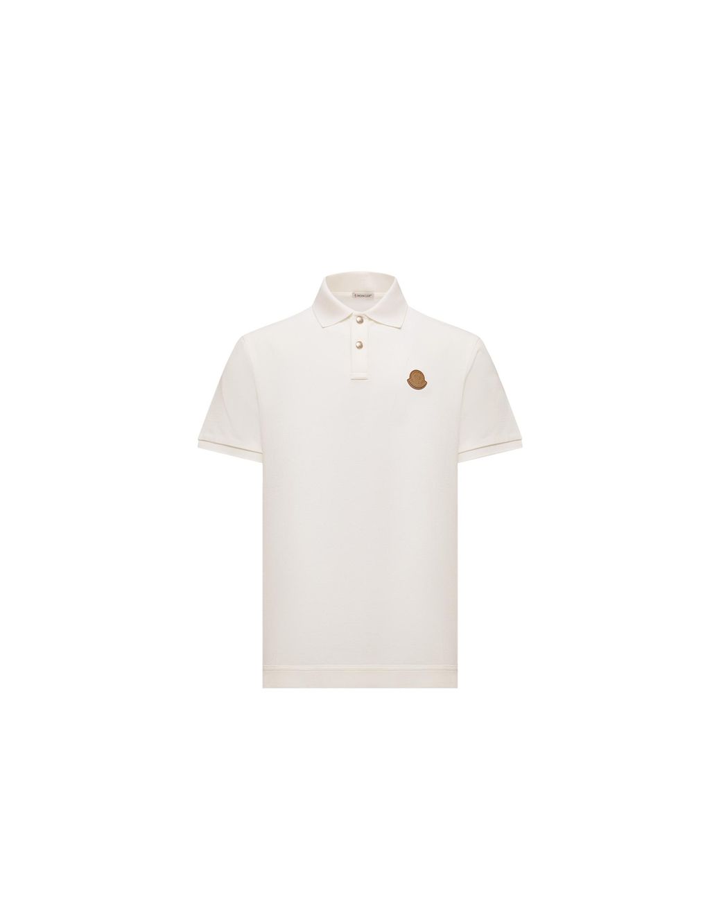 Moncler White Moncler Logo Patch Cotton Piquet Polo Shirt for men