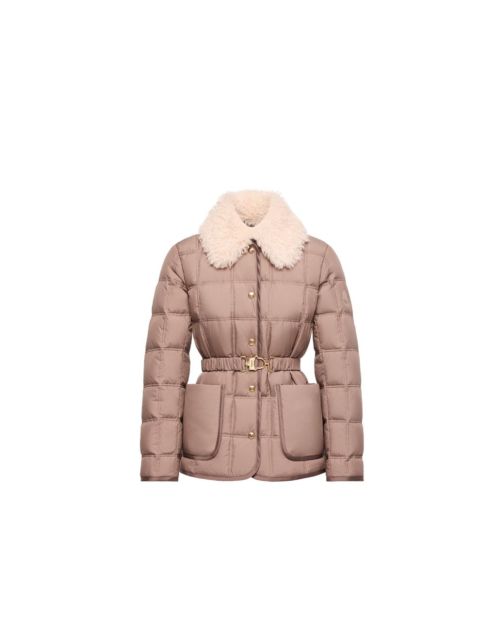 Moncler Pink Moncler Cygnes Belted Short Down Jacket